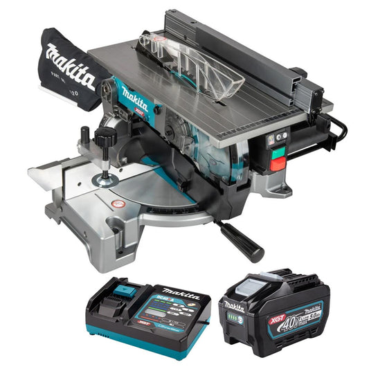 Makita LH001GZ 40V Max XGT Brushless 260mm Table Top Mitre Saw with 1 x 5.0Ah Battery & Charger