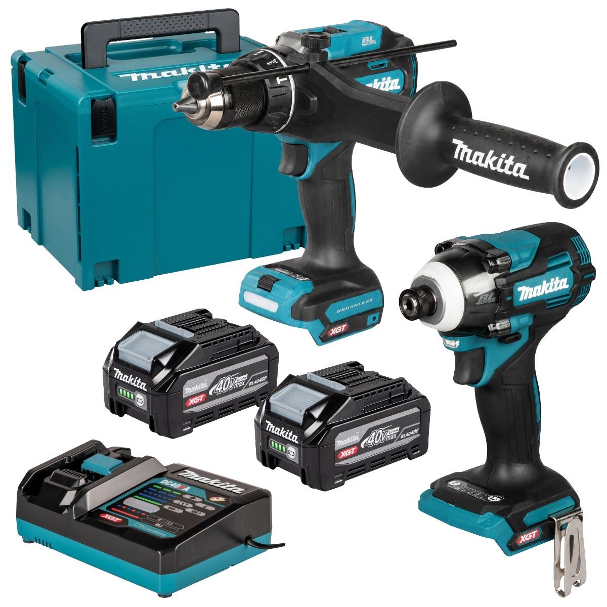Makita DK0249G201 40V Max XGT Combi Drill & Impact Driver Combo Kit With 2 x 4.0Ah Batteries, Charger In Case