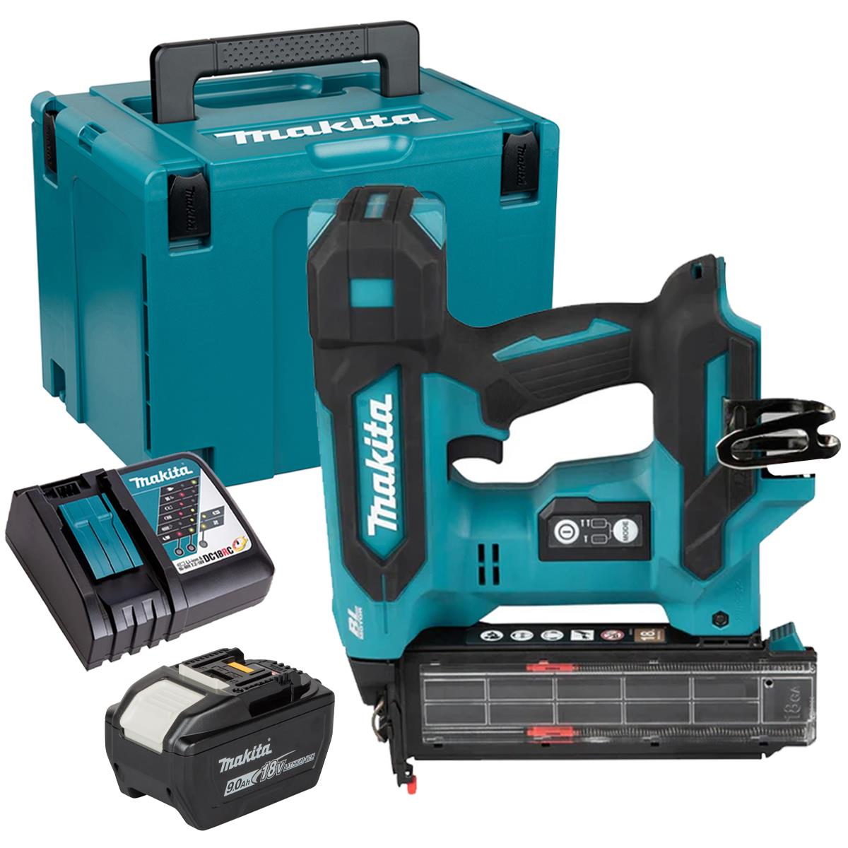 Makita DBN501ZJ 18V Brushless 18G Brad Nailer with 1 x 9.0Ah Battery Charger & Case