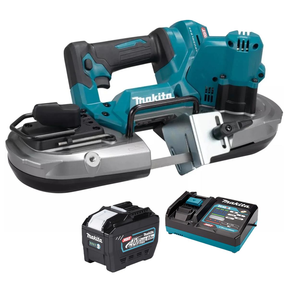 Makita PB003GZ 40V Max XGT 66mm Portable Bandsaw with 1 x 8.0Ah Battery & Charger