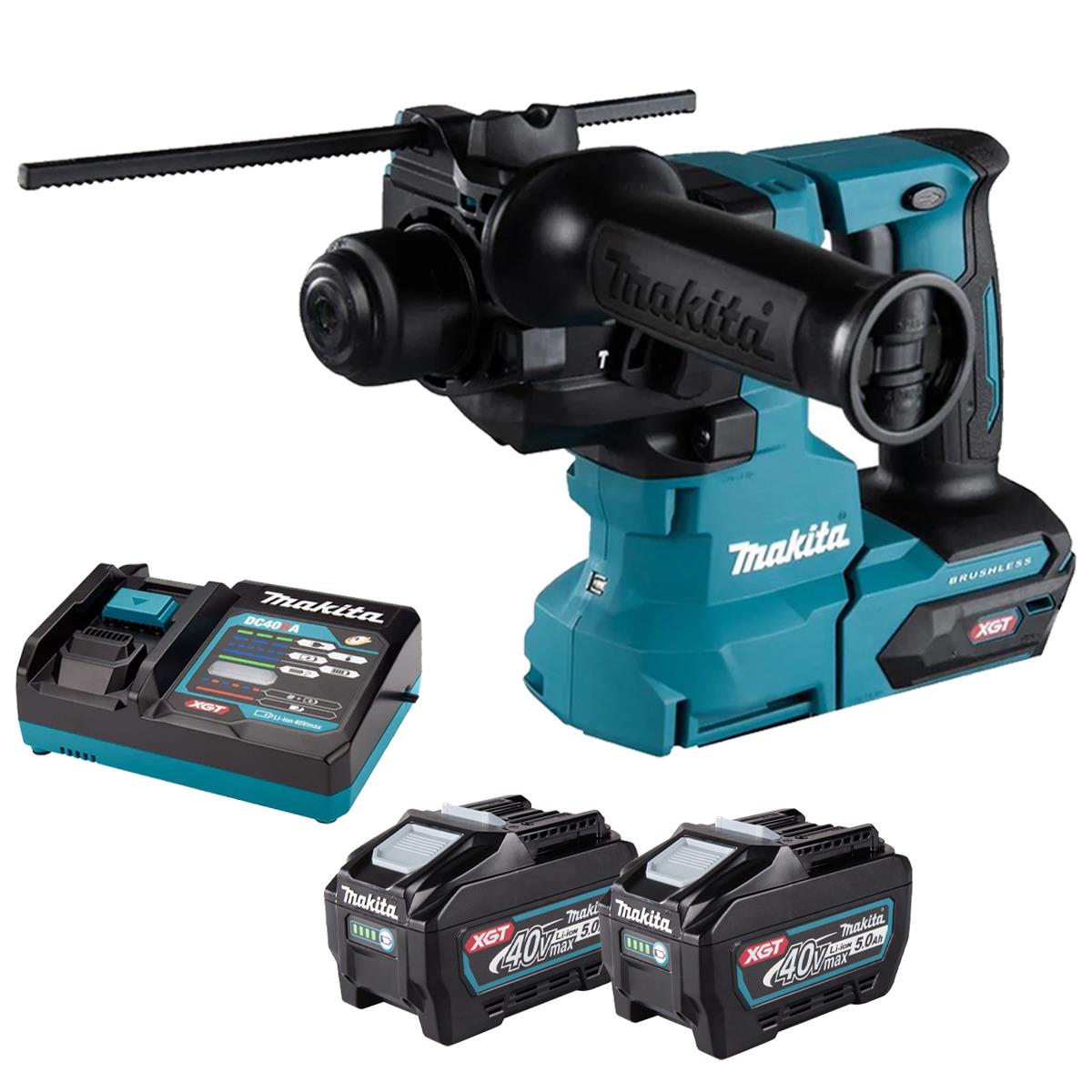 Makita HR010GZ 40V Max XGT Brushless SDS-PLUS Rotary Hammer Drill with 2 x 5.0Ah Battery & Charger