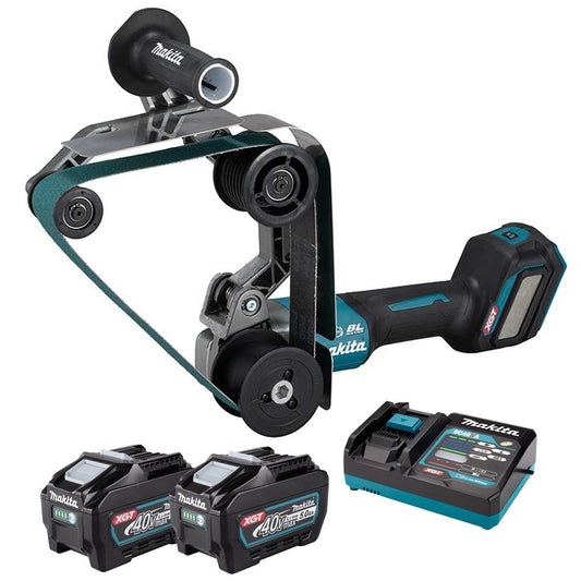 Makita BS002GZ 40V Max XGT Brushless Pipe Belt Sander with 2 x 5.0Ah Battery & Charger