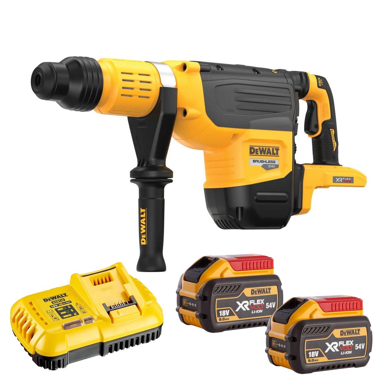 Dewalt DCH775N-XJ 54V XR FlexVolt Brushless SDS-Max Rotary Hammer Drill with 2 x 9.0Ah Battery & Charger