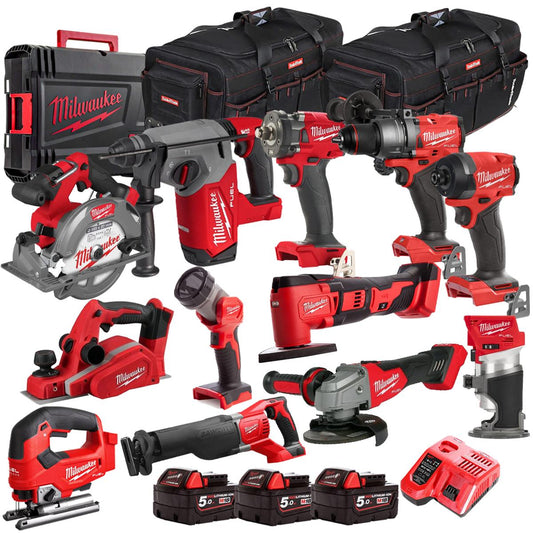 Milwaukee 18V 12 Piece Combo Kit with 3 x 5.0Ah Batteries & Charger M18T4TKIT-4627