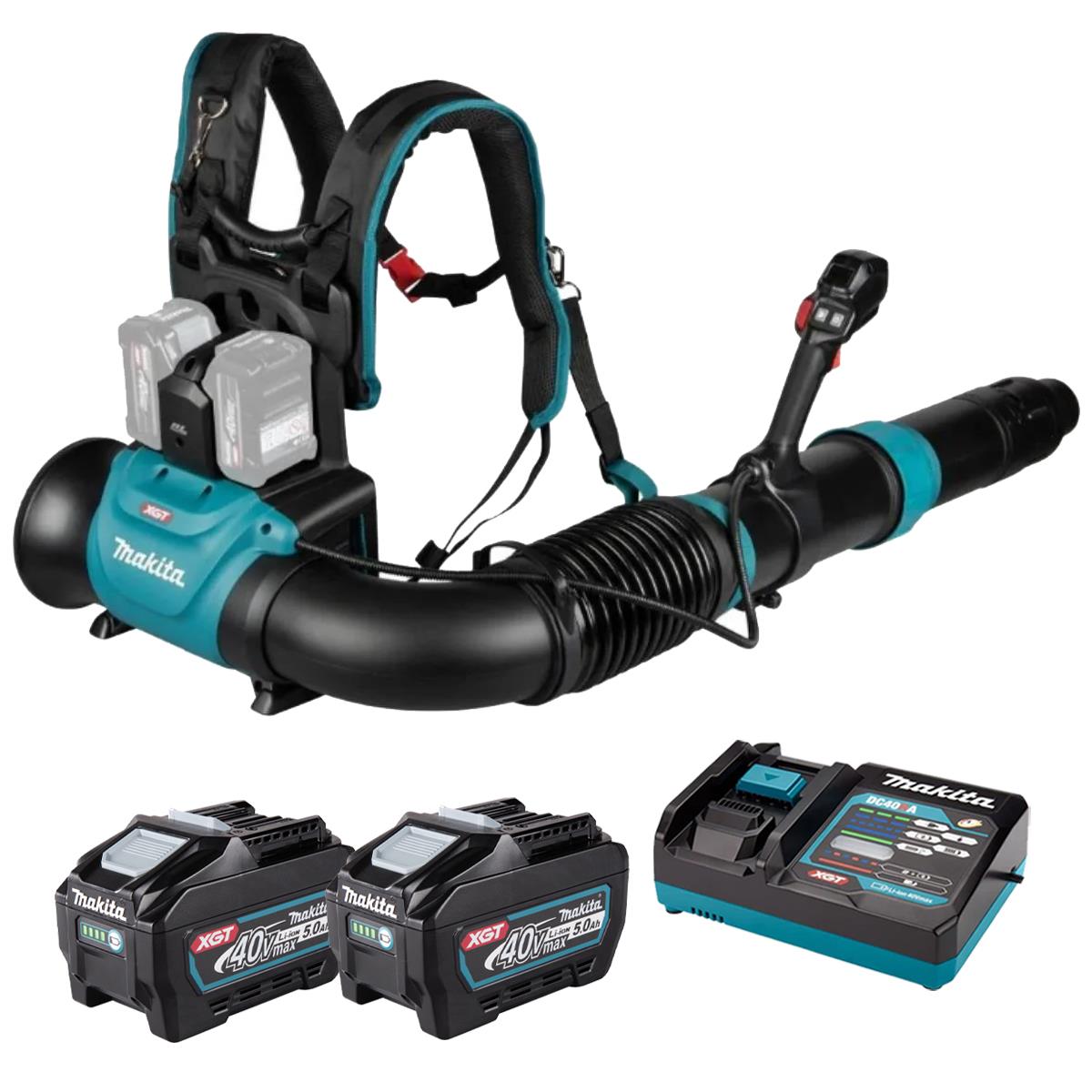 Makita UB004GZ 40V Max XGT Brushless Backpack Leaf Blower with 2 x 5.0Ah Battery & Charger