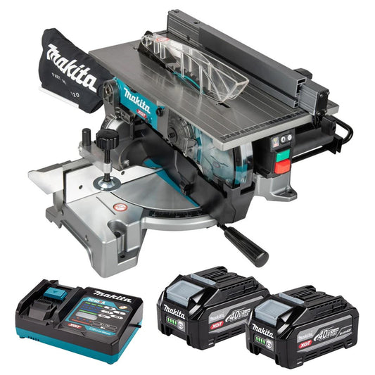 Makita LH001GZ 40V Max XGT Brushless 260mm Table Top Mitre Saw with 2 x 4.0Ah Battery & Charger