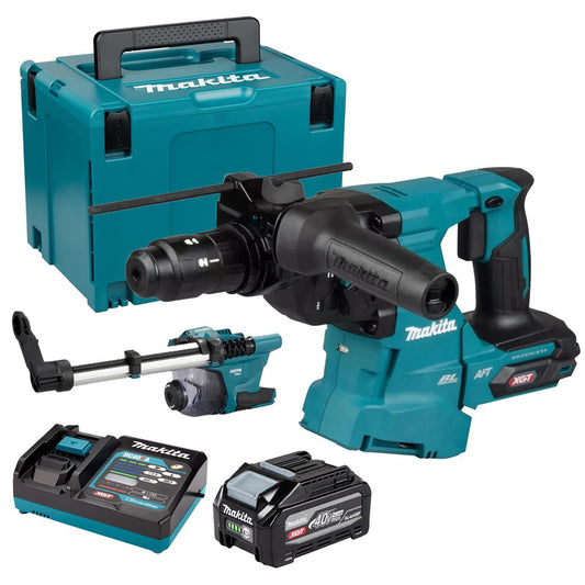 Makita HR012GZ03 40V Max XGT Brushless SDS-Plus Rotary Hammer Drill with 1 x 4.0Ah Battery, Charger Dust Collector & Case